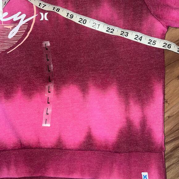NWT Maroon Pink Striped Tie Dye Hurley Palm Tree Hoodie  Cropped Size Large - Picture 8 of 11